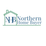 green and blue logo of a house with type, northern home buyer