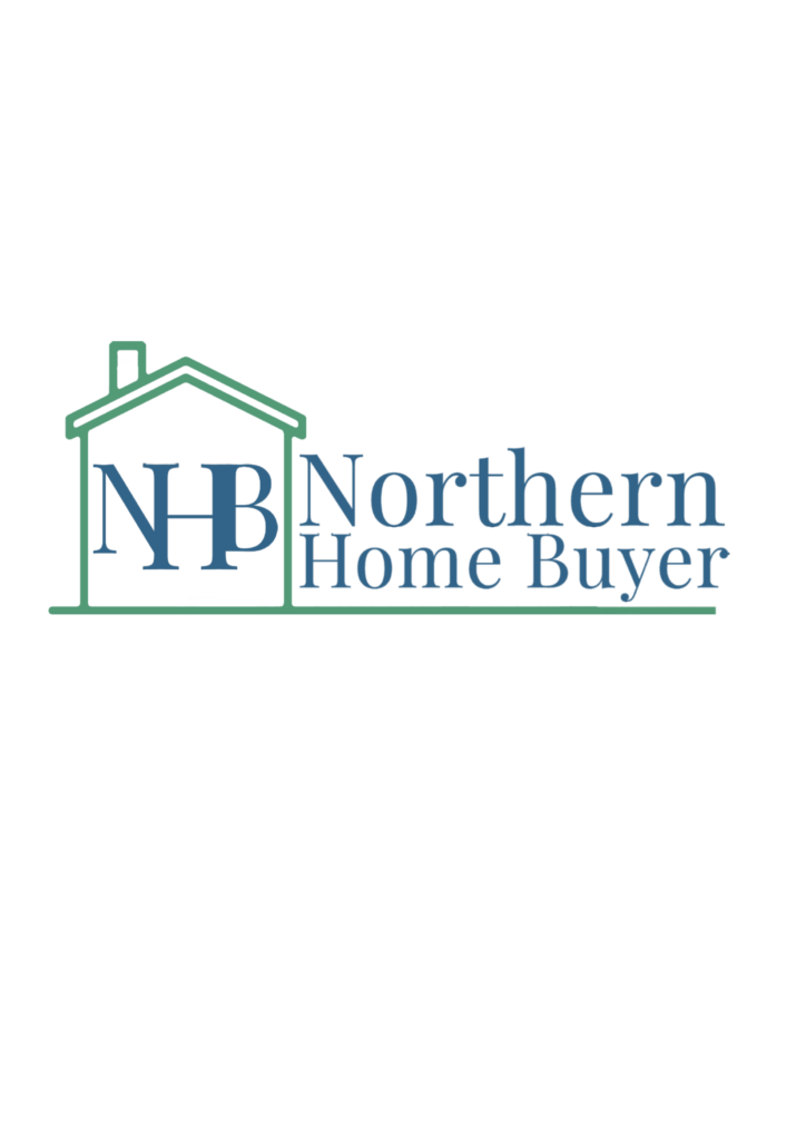 green and blue logo of a house with type, northern home buyer